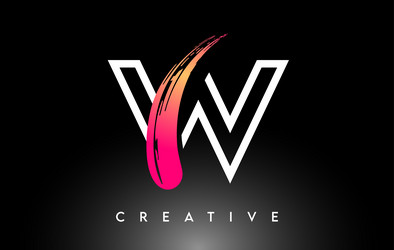 W letter logo design with creative pink purple Vector Image