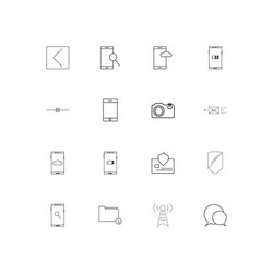 network and database linear thin icons set vector image