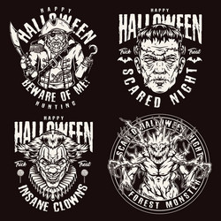 Spooky Halloween Night Prints Vector Image