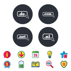 top-level domains signs de com net and nl vector image