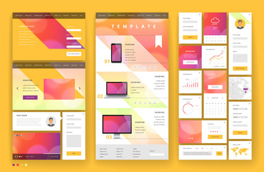 website template design with interface elements vector