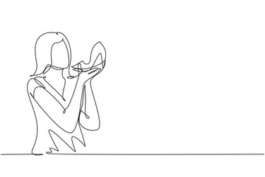 Single continuous line drawing beautiful woman Vector Image