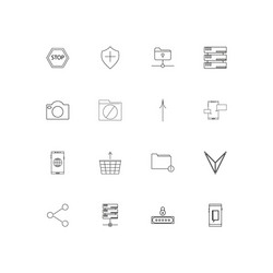 Network and database linear thin icons set vector