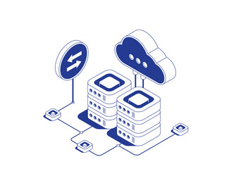 cloud computing data center with server racks vector image