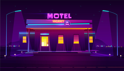Neon Motel at Night Vector Image