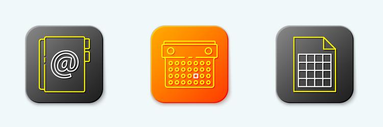 set line address book calendar and file document vector image