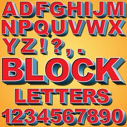 3D Block Alphabet and Numbers Set vector image