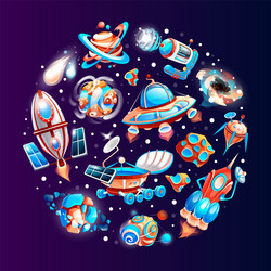 Space game elements outer objects symbols vector