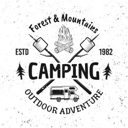 Camping Emblem - Crossed Sticks Vector Image