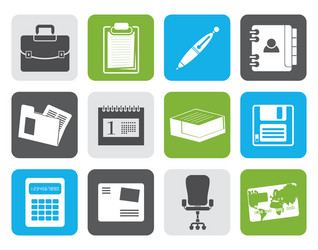 Flat business and office icons vector