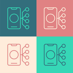 Pop art line neural network icon isolated on color vector