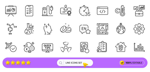 seo script chemistry lab and qr code line icons vector image