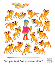 can you find two identical deer logic puzzle vector image