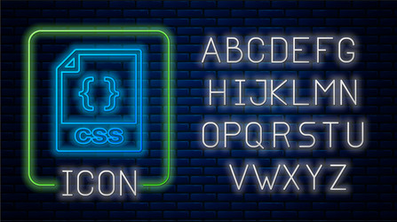 Glowing neon css file document download vector