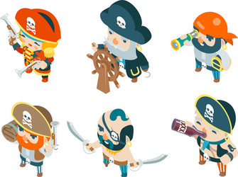 Isometric Pirate Crew Vector Image