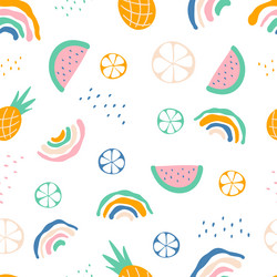 seamless abstract boho pattern with watermelon vector image