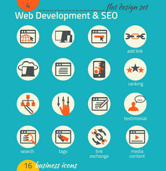 Business icon set software and web development seo vector