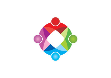 circular geometry color teamwork logo vector