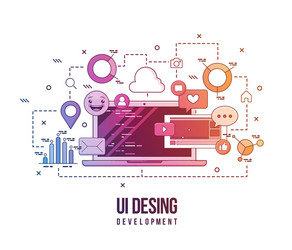 flat for ui-ux design web vector image