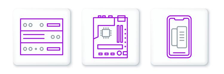 set line smartphone mobile phone server data web vector image