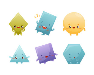 funny geometric shape character with different vector image