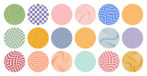 groovy checkered pattern round colorful tiled vector image