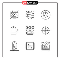 set 9 line style icons for web and mobile vector image