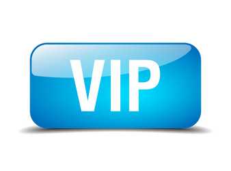 vip blue square 3d realistic isolated web button vector image