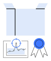 open box with chart analytics focus point vector image