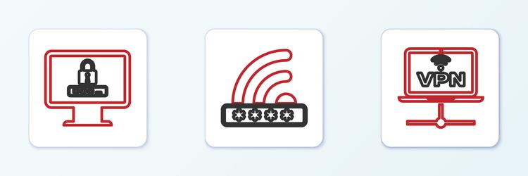 set line vpn computer network monitor vector image