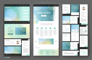 website template design with interface elements vector