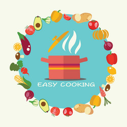 cooking flat style background with pan Vector Image