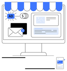 digital marketing dashboard with notifications vector image