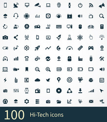 Hi-tech 100 icons universal set for web and ui vector