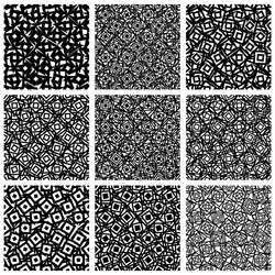 Set of 9 pattern with random irregular shapes vector