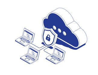 cloud computing technology concept with laptops vector image