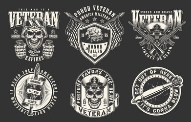 military set monochrome vintage label Vector Image