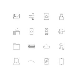 Network and database linear thin icons set vector