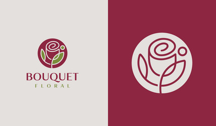 Rose leaf flower plant logo universal creative vector