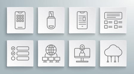 set line task list usb flash drive computer vector image