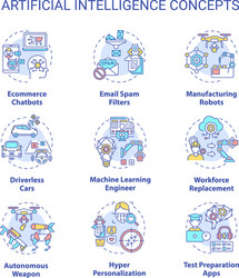 Artificial intelligence concept icons set vector