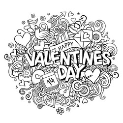 cartoon hand drawn doodle happy valentines vector