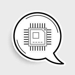 line computer processor with microcircuits cpu vector image
