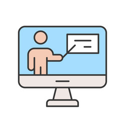 people presentation report on computer desktop vector image