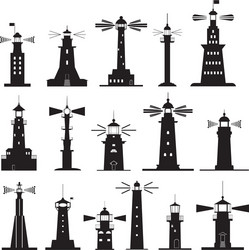 Set icons of lighthouses vector