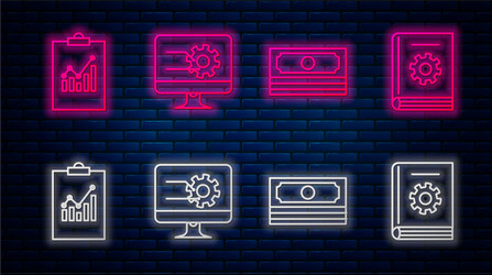 set line computer monitor with graph chart stacks vector image