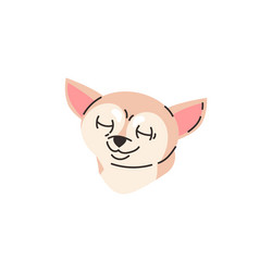 Head of smiling chihuahua dog with closed eyes vector