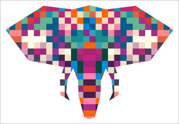 Animal head elephant triangular pixel icon vector