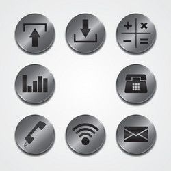 Metal plate theme icon button set Royalty Free Vector Image