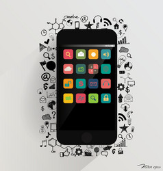 touchscreen device with application icon vector